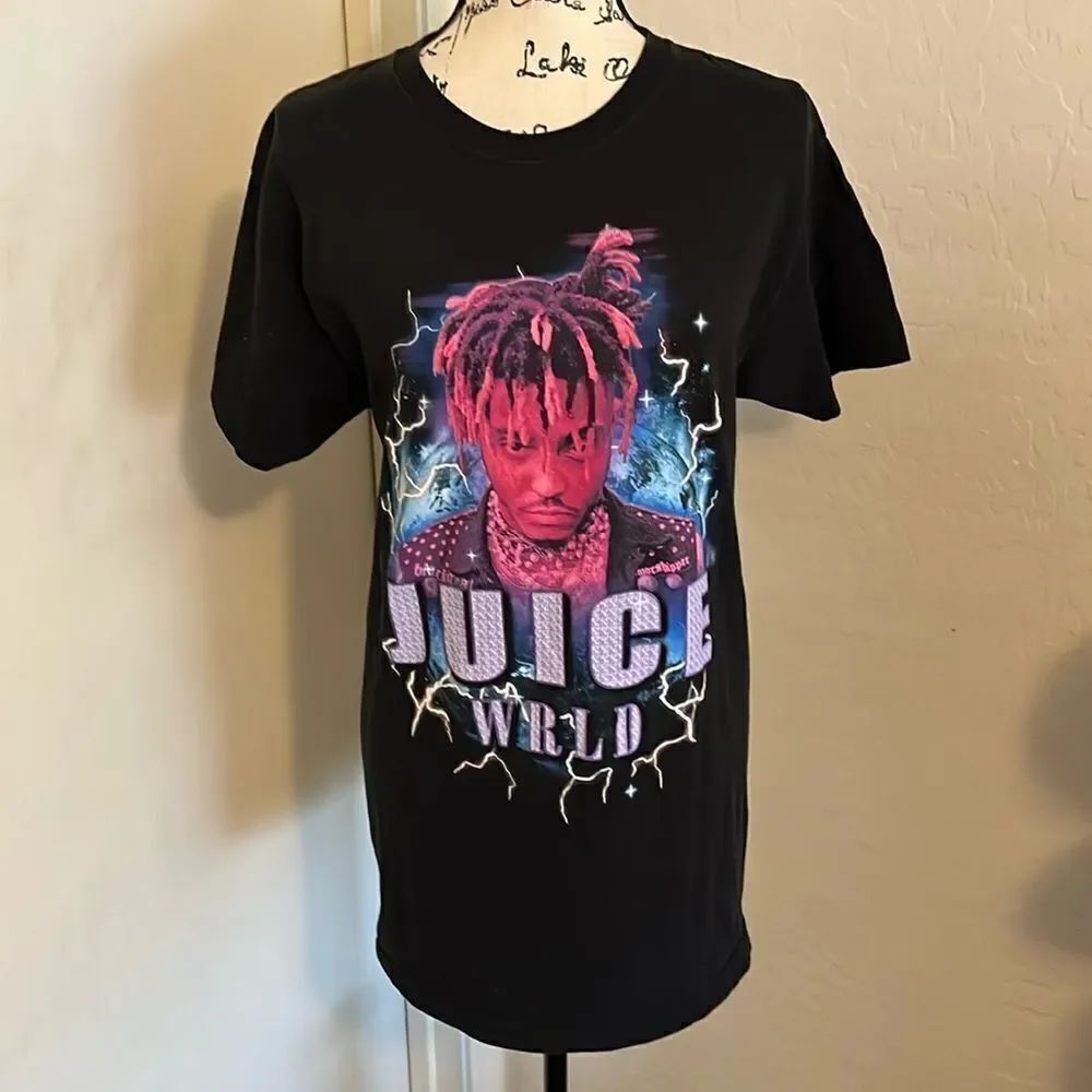 Juice Wrld Music Black Graphic Short Sleeve T-Shirt Concert Festival Music